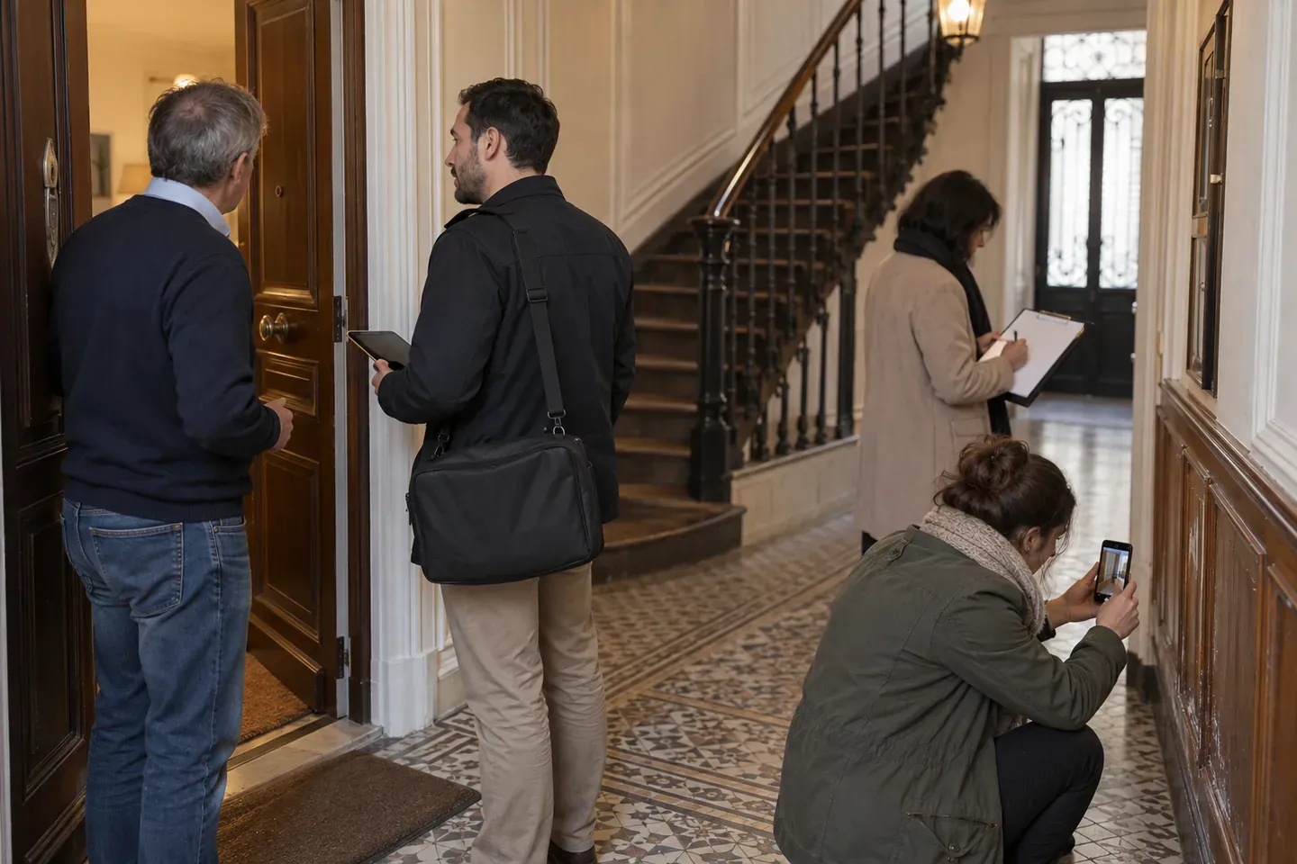 Scène de logement illustrant le cas de la copropriété et des parties communes