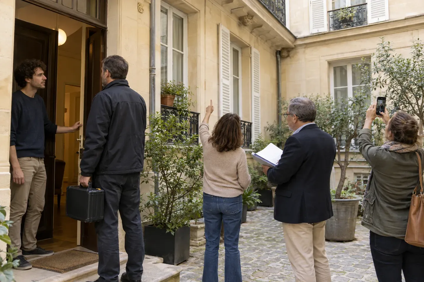 Scène de logement illustrant immeuble en copropriété et logement loué