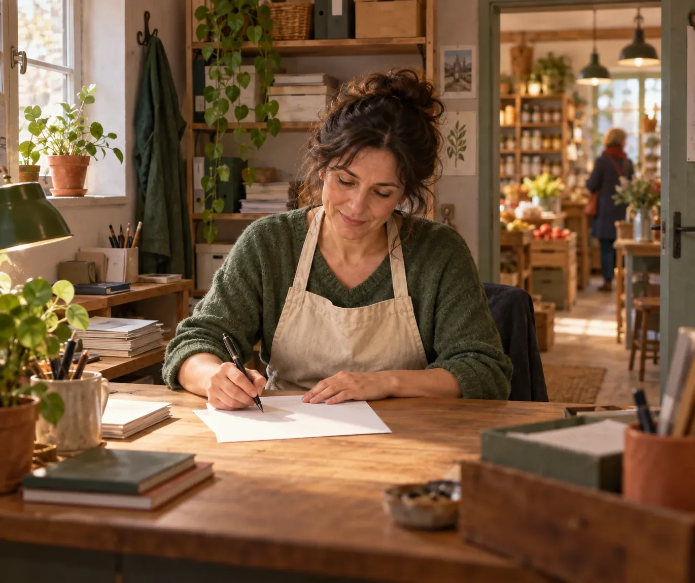 Un commerçant écrit au propriétaire des murs depuis l'arrière-boutique