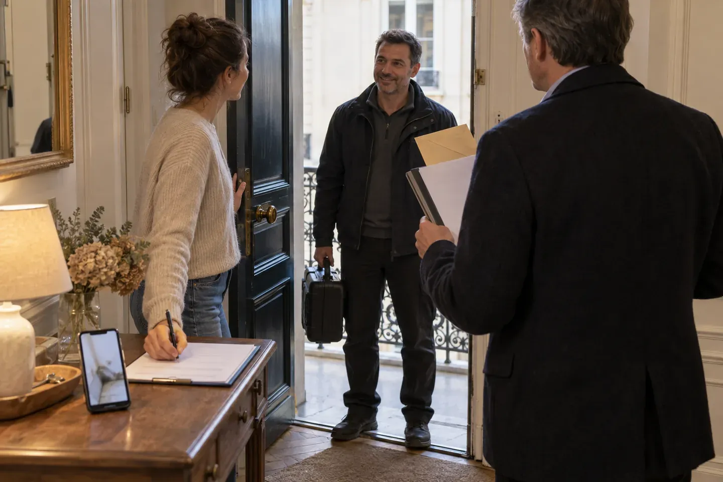 Scène de logement illustrant ce que le bailleur doit avoir envoyé, et sous quelle forme