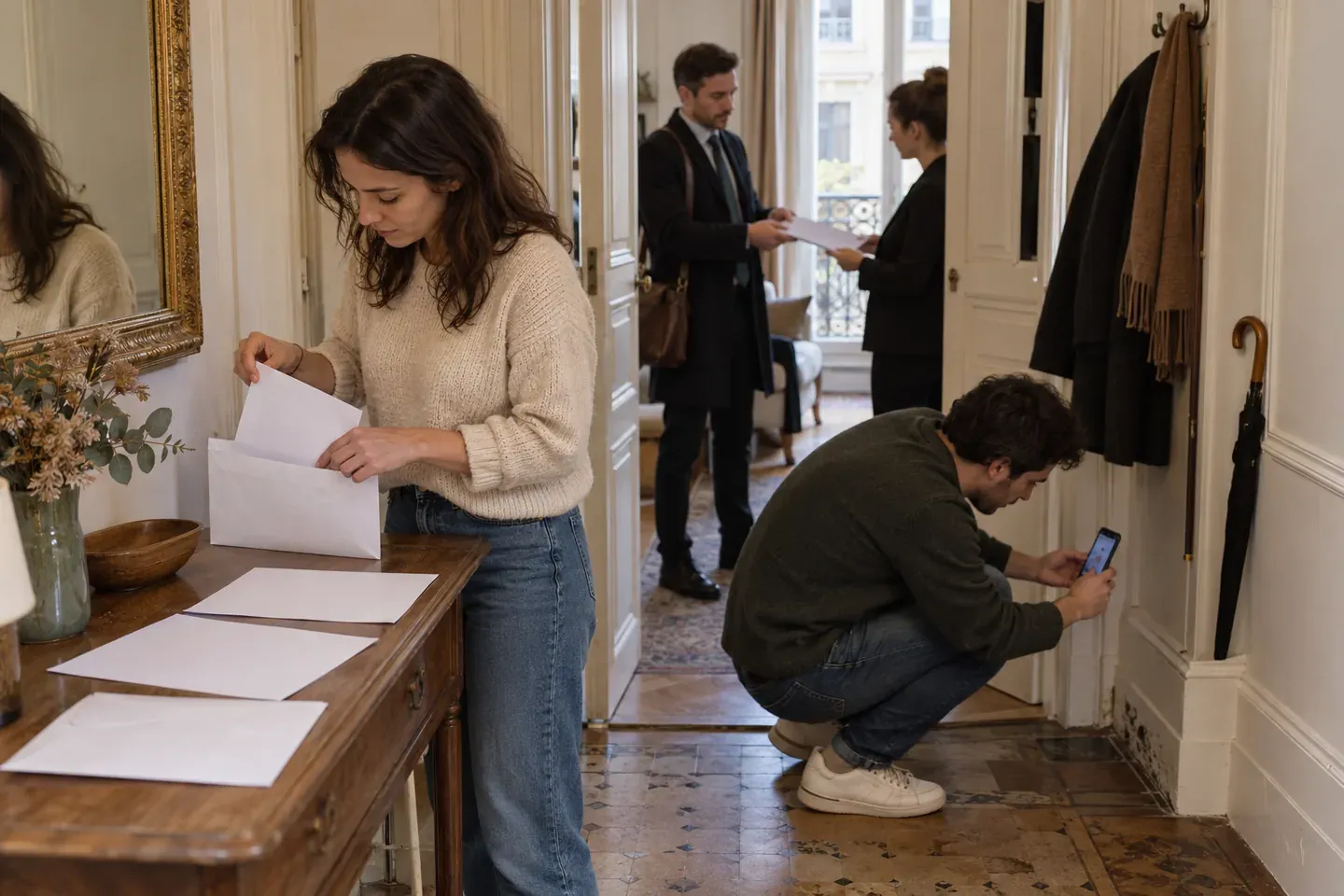 Scène de logement illustrant adressez le courrier au bailleur et mettez l’agence en copie lorsque c’est utile